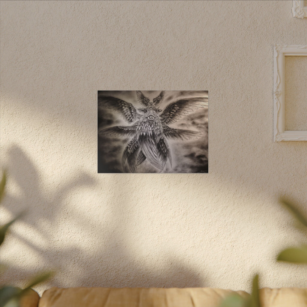 Surreal Winged Eye Canvas Art — Mystical Monochrome Wall Decor