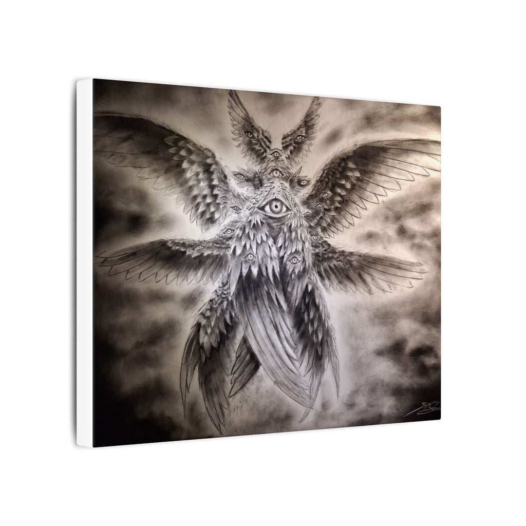 Surreal Winged Eye Canvas Art — Mystical Monochrome Wall Decor