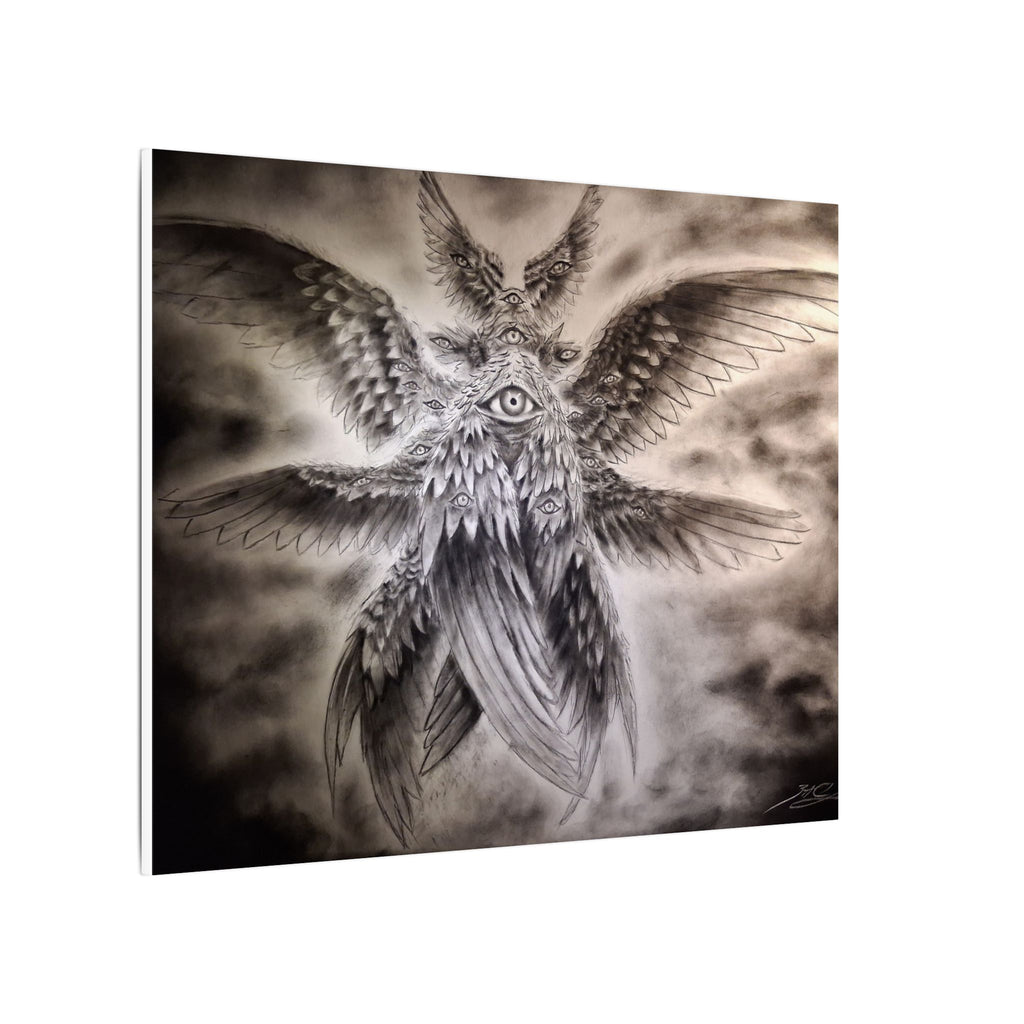Surreal Winged Eye Canvas Art — Mystical Monochrome Wall Decor