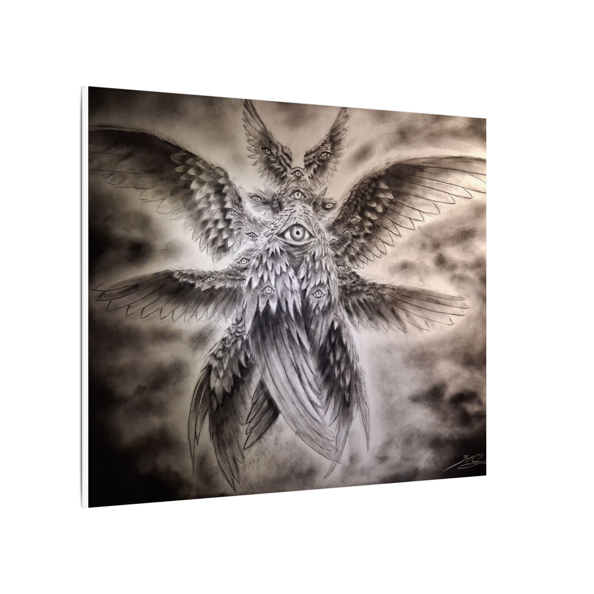 Surreal Winged Eye Canvas Art — Mystical Monochrome Wall Decor