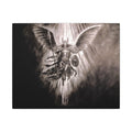 Angel Warrior Matte Canvas Wall Art — Dramatic Guardian with Shield and Spear