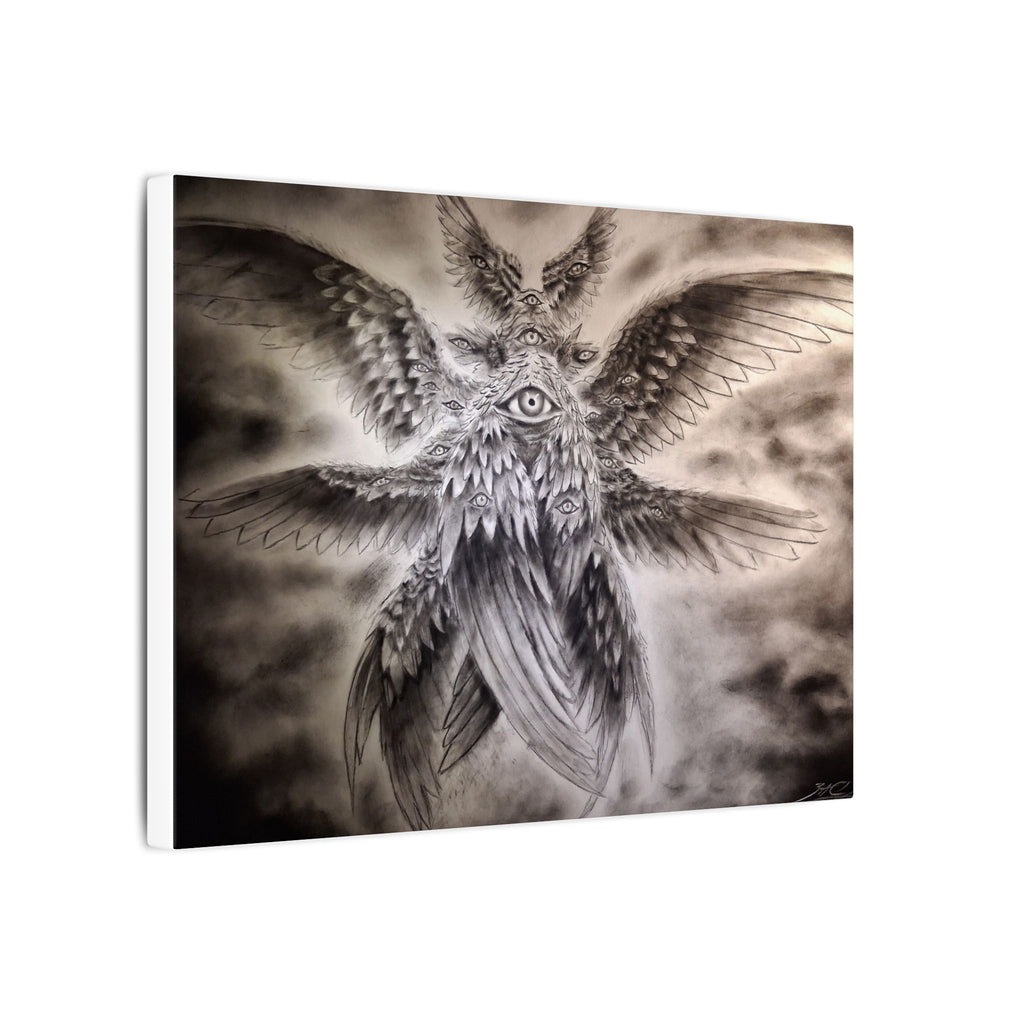 Surreal Winged Eye Canvas Art — Mystical Monochrome Wall Decor