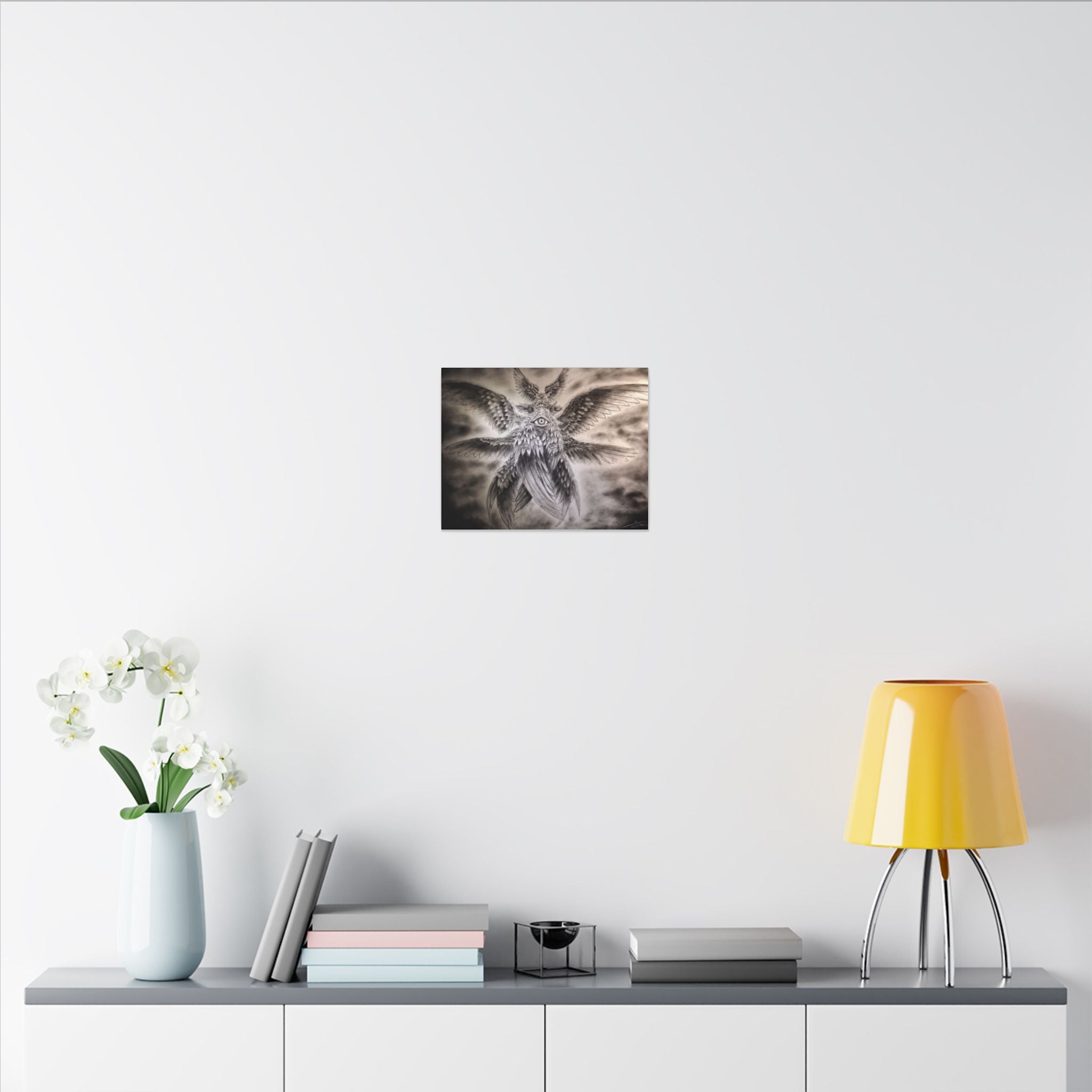 Surreal Winged Eye Canvas Art — Mystical Monochrome Wall Decor