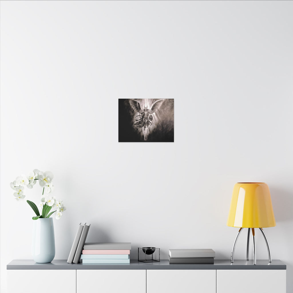 Angel Warrior Matte Canvas Wall Art — Dramatic Guardian with Shield and Spear