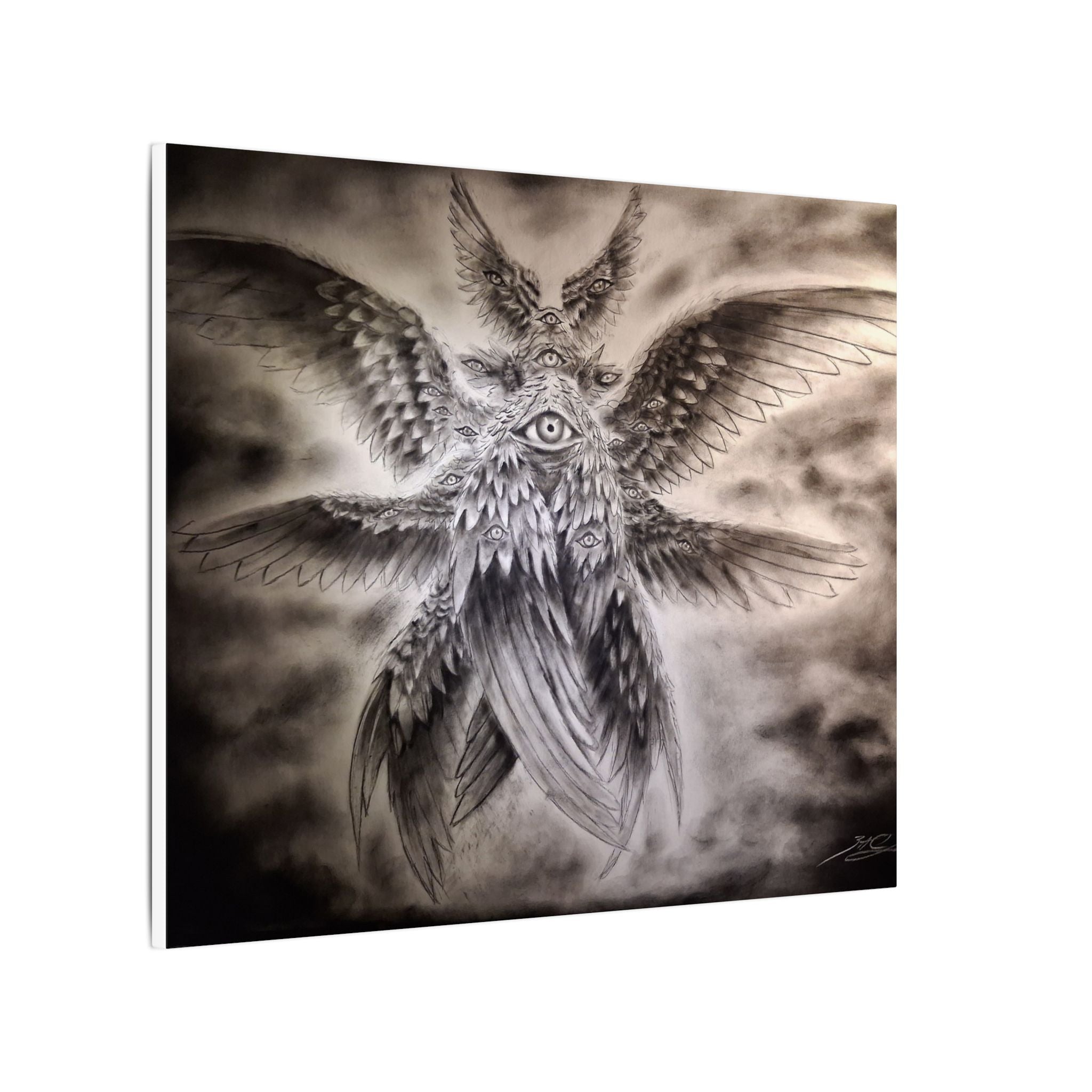 Surreal Winged Eye Canvas Art — Mystical Monochrome Wall Decor