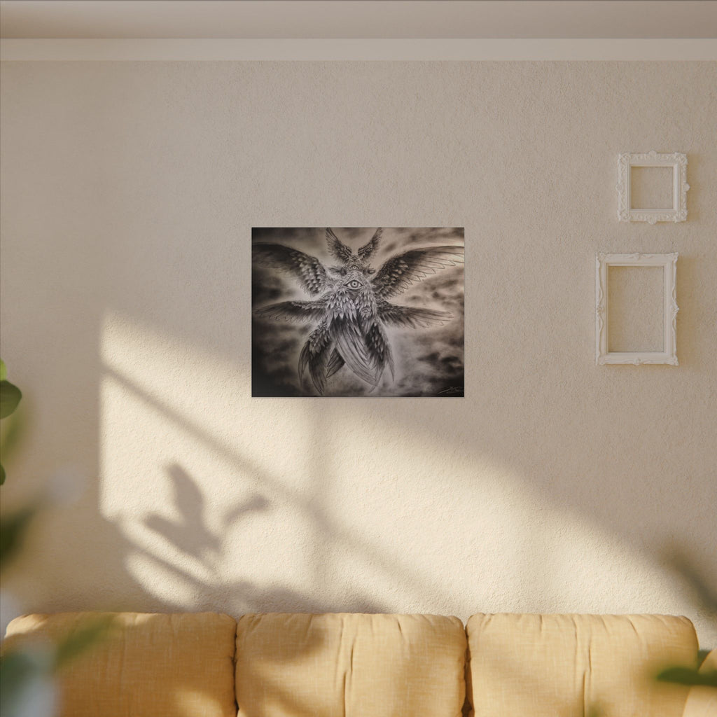 Surreal Winged Eye Canvas Art — Mystical Monochrome Wall Decor