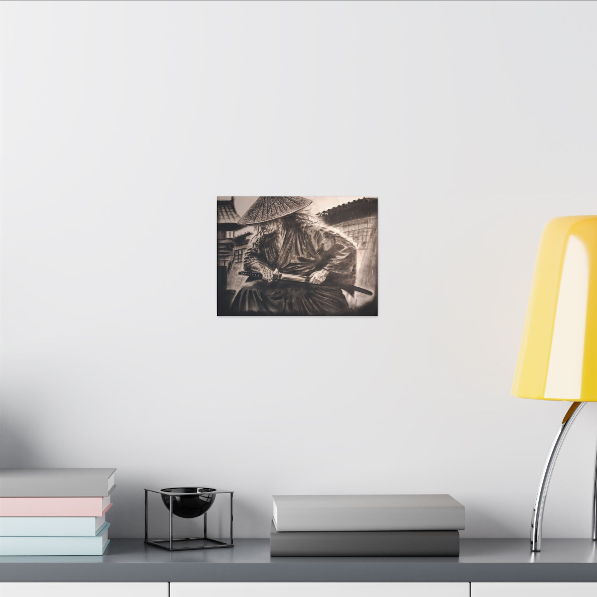 Samurai Warrior Matte Canvas Print — Vintage Japanese Sword Art Wall Decor