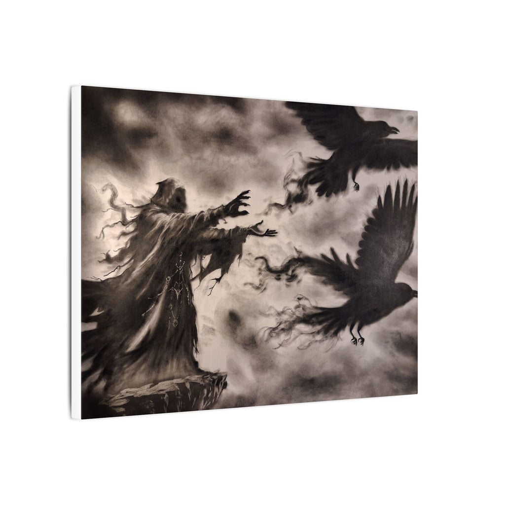 Gothic Raven Sorcerer Matte Canvas Art — Dark Fantasy Wall Decor