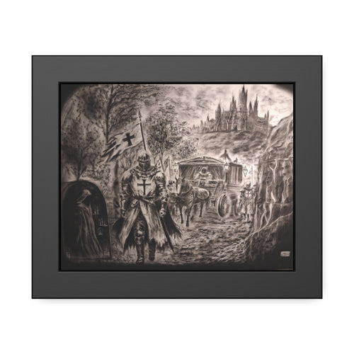 Medieval Knight Framed Poster — Vintage Crusader Caravan Art Print